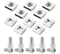LPZMPZ 10 Pièces Écrous en T M8, T Nuts en Acier Inoxydable Série 3030, Écrou à Rainure en T Coulissant de Type B avec Vis à Six Pans Creux pour Profilé en Aluminium Standard Série 30 (30-M8-Nut8)