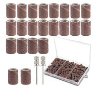 LPZMPZ 240 PCS Tambour Adaptateur de Band Ponçage Manchon Abrasif Compatible avec Dremel Outils Rotatifs Embout Emeri Mandrin pour Ponceuse Grain 80/120/180 Ongles pour Céramique, Pierre