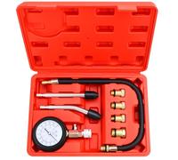 LPZMPZ Compressiometre Essence, Testeur de Compression Moteur Essence, Gasoline Compression Tester avec 4 Adaptateurs M10 M12 M14 M18 pour Voiture Moto, 0-20 Bar & 0-300 Psi (Rouge)