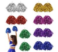 LPZMPZ Lot de 14 pompons de pom-pom girl avec poignées en 7 couleurs, pour les événements sportifs, les jeux de ballon, les danses, les fêtes de nuit, les fêtes de carnaval