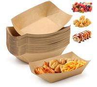 LPZMPZ Lot de 50 bols en carton pour frites, saucisses au curry, assiettes creuses en carton kraft, marron