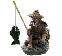 LQ Industrial Mini figurines de pêcheur miniatures vintage Mudman en poterie chinoise en résine pour aquarium, bonsaï, paysage miniature, sculpture d'intérieur, décoration de terrasse