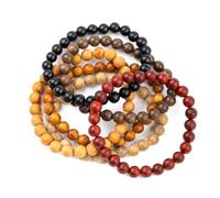 Lqdcyyat Lot de 6 bracelets élastiques en perles de bois de 8 mm pour homme et femme, 8 mm, bois, bois