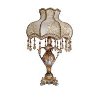 Lqiflvc Petite lampe de table 12 pouces Tiffany lampe de lecture baroque Vintage Lampe de bureau de salon de style victorien Lampe de chevet dans la Chambre des filles Résine/tissu écologique,Marron