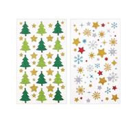 LQIOACU 2 Feuilles Autocollants Paillettes Noël, Stickers Scrapbooking, Gommettes Dorées, Calendrier de l'Avent Filler, Décoration pour Cadeau, Forme de Sapin de Noël et Forme d’étoile