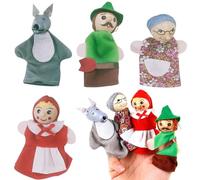 LQIOACU 4 Pcs Marionnettes À Main Marionnette Marionnette Enfant DIY Marionnettes Artisanat Le Petit Chaperon Rouge Et Le Grand Méchant Loup Contes De Fées