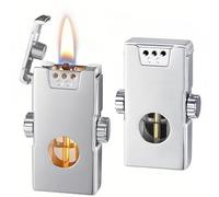 LQJYO Briquet à kérosène à capteur Intelligent, 4 Modes d'allumage, réservoir d'huile Transparent, Briquet Portable en métal, adapté au Camping aux Bougies(Silver)