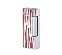 LQJYO Briquet Butane Classique, Briquet à Bascule en métal, Flamme Douce, allumage par meule coulissante latérale, Rechargeable et réglable, adapté aux Affaires/Cadeaux (Hors Butane)(Silver Red)