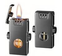 LQJYO Briquet Coupe-Vent Intelligent à kérosène en métal à Commande vocale, 4 méthodes d'allumage, réservoir d'huile Transparent, réutilisable, Cadeau d'anniversaire for Homme(Black)
