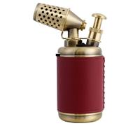 LQJYO Briquet Torche au Butane, Briquet de Table en métal Antique, Jet de Flamme Bleue Coupe-Vent, avec Verrouillage de sécurité, avec perforateur, adapté au Camping aux Bougies(Red)