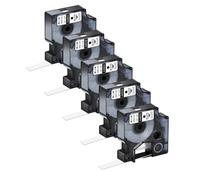 LQNXAVUD 12 mm 5pk Compatible avec la Cartouche de l'imprimante d'étiquette D1 45010 45013 45021 Fonctionne avec Le gestionnaire d'étiquette 150 200 250(Black on Clear)