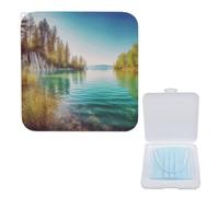 LQPMNK Boîte de rangement portable pour masque - Motif paysage d'eau propre et lac - Léger - Pour masques jetables et en tissu - Design compact et élégant, Boîte de rangement pour masque, 5.1"x5.1",