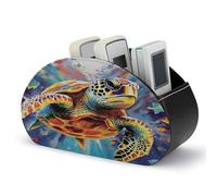 LQPMNK Boîte de rangement pour télécommandes en cuir synthétique, imprimé tortue de mer, organiseur à 5 compartiments pour télévision, télécommandes AC, fournitures de bureau