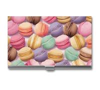 LQPMNK Étui à cartes en métal, motif macaron biscuit aromatisé, pâtisseries, étui professionnel de qualité supérieure, porte-cartes léger, étui de poche, style, Style :
