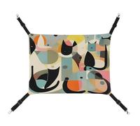 LQPMNK Hamac élégant pour petits animaux de compagnie, art moderne du milieu du siècle, imprimé chat, lit pour petits animaux, toile respirante, facile à installer, peu encombrant et portable