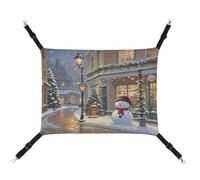 LQPMNK Hamac élégant pour petits animaux de compagnie, motif bonhomme de neige au coin de la rue, lit pour petit animal, toile respirante, facile à installer, peu encombrant et portable