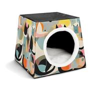 LQPMNK Nid portable pour petits animaux de compagnie, art moderne du milieu du siècle, motif capsule spatiale, nid pour animal de compagnie, lit durable pour la maison et les voyages