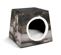 LQPMNK Nid portable pour petits animaux de compagnie, cheval qui court près de l'eau impression capsule spatiale nid animal de compagnie nid durable pour animal domestique lit pour la maison et les