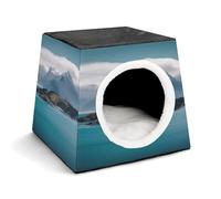 LQPMNK Nid portable pour petits animaux de compagnie, îles et montagnes imprimé capsule spatiale nid animal de compagnie nid durable pour animal domestique lit pour la maison et les voyages