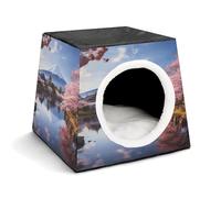 LQPMNK Nid portable pour petits animaux de compagnie, mont Fuji cerisiers en fleurs imprimé capsule spatiale nid pour animal domestique durable pour la maison et les voyages