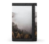 LQPMNK Portefeuille à trois volets, motif arbres et montagnes par brouillard avec plusieurs fentes portefeuille élégant portefeuille de voyage portefeuille multi-poches, style, taille unique,