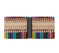 LQPMNK Portefeuille en cuir PU, portefeuille imprimé crayons de couleur avec plusieurs fentes portefeuille élégant portefeuille d'affaires portefeuille de voyage portefeuille à deux volets, style,