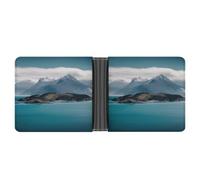LQPMNK Portefeuille en cuir PU, portefeuille imprimé îles et montagnes avec plusieurs fentes portefeuille élégant portefeuille d'affaires portefeuille de voyage portefeuille à deux volets, style,