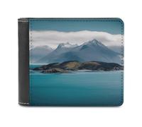 LQPMNK Portefeuille en cuir PU, portefeuille imprimé îles et montagnes avec plusieurs fentes portefeuille élégant portefeuille d'affaires portefeuille de voyage portefeuille à deux volets, style,