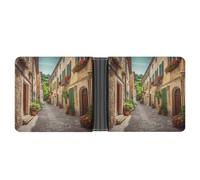 LQPMNK Portefeuille en cuir PU, portefeuille imprimé rue italienne avec plusieurs fentes portefeuille élégant portefeuille d'affaires portefeuille de voyage portefeuille portefeuille portefeuille à