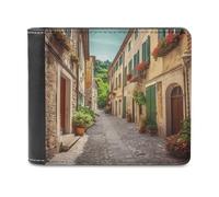 LQPMNK Portefeuille en cuir PU, portefeuille imprimé rue italienne avec plusieurs fentes portefeuille élégant portefeuille d'affaires portefeuille de voyage portefeuille portefeuille portefeuille à