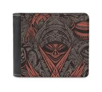 LQPMNK Portefeuille en cuir PU, style horreur avec plusieurs emplacements, portefeuille élégant pour affaires, portefeuille de voyage, portefeuille, style, taille unique, minimaliste, Style :, Taille