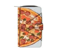 LQPMNK Portefeuille en cuir synthétique avec imprimé « I Love Pizza » avec plusieurs fentes - Portefeuille élégant - Portefeuille de voyage à deux volets - Style minimaliste - 19,7 x 11 x 3,5 cm,