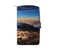 LQPMNK Portefeuille en cuir synthétique Mauna Kea Summit Sunset imprimé portefeuille avec plusieurs fentes portefeuille élégant portefeuille de voyage portefeuille de voyage portefeuille style