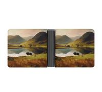 LQPMNK Portefeuille en cuir synthétique, portefeuille imprimé Lake District National Park avec plusieurs fentes Portefeuille élégant pour affaires Portefeuille de voyage Portefeuille à deux volets,