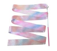 LQQDREX 2M/4M Clignotant Étoile Gymnastique Rubans Danse Ruban Rythmique Gymnastique Ballet, Bâton Arc-en-ciel Streamer Formation Twirling