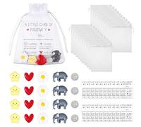 LQQDREX Lot de 20 cartes d'encouragement inspirantes avec sacs en organza, marguerites, cœurs, étoiles, visages souriants, éléphants, diamants en acrylique