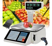 LQQYJSM Balances d'impression D'Étiquettes Balances Pesage À Codes-Barres Numériques, Balance Comptage À Double Affichage Balance Caisse Enregistreuse Commerciales,Machine+Scanner+Cashbox
