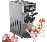 LQQYJSM Machine À Glace Commerciale Mono-Parfum, Machine À Glace Molle Commerciale, Panneau LCD Autonettoyant, Pré-Refroidissement, Rendement De 4 À 5 Kg/H pour Restaurants Grey