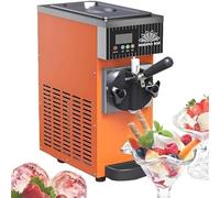 LQQYJSM Machine À Glace Commerciale Mono-Parfum, Machine À Glace Molle Commerciale, Panneau LCD Autonettoyant, Pré-Refroidissement, Rendement De 4 À 5 Kg/H pour Restaurants Orange
