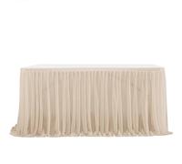 LQRCTRY Nappe plissée, Party Table Skirts Multicolor Multiple Sizes(Beige,6FT L1.83mXH0.75m)