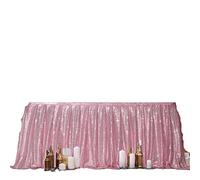 LQRCTRY Nappe plissée, Party Table Skirts Multicolor Sequin Glitter Decoration for Rectangle Tables Multiple Sizes(Silver,70x183cm)