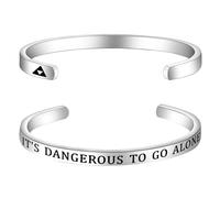 LQRI Cadeau pour amateur de jeux vidéo avec inscription It's Dangerous To Go Alone Take This Cuff Bangle Triangle Symbole Gamer, Small, Cuivre, Cuivre