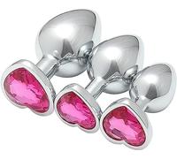 LQSSA α ρ Ensemble De 3 Jouets en Métal en Acier Inoxydable en Forme De Cœur De Bijou De Couleur Rose Romantique, Mettant en Valeur Un Savoir-Faire Exquis, Cadeau pour Homme Et Femme