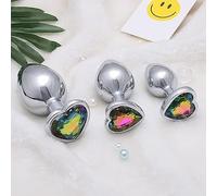 LQSSA α ρ Formes De Cœur Colorées avec des Embellissements Pierres Précieuses Colorées 3 Jouets Métalliques en Coloré Inoxydable en Forme De Cœur pour Vous Apporter du Plaisir Coloré !