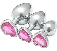 LQSSA α ρ Romantique Et époustouflant, Base De Pierres Précieuses Roses, 3 Jouets en Métal en Acier Inoxydable en Forme De Cœur, Un Cadeau pour Hommes Et Femmes !