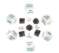LQSSA 6 Dés à Boire Anglais Dés à Boire Home Bar Party Casino Jouets Jeu Règles Bonus 5 Dés Noirs Cadeaux pour Hommes Femmes