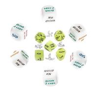 LQSSA 6 Pcs Dés à Boire pour Adultes Bar Party Home Party Casino Toy Dice 11 Jeu De Dés à Boire Règles Blanches Vertes Phosphorescentes Cadeau pour Hommes Et Femmes