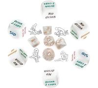 LQSSA 6 Pièces Anglais à Boire Dés Bar Fête Jeu De Dés 5 Motifs Blancs Cadeaux pour Hommes Et Femmes