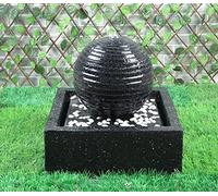 LQSSA Fontaine d'eau de Jardin intérieure/extérieure Fontaine d'eau extérieure Batterie de Secours Jardin extérieur à énergie Solaire Boule Noire Fontaine d'eau Caractéristique pour terrasse,