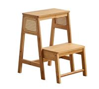LQSYBHD Echelle 2 Escabeaux en Bois, éChelle Pliable de 330 LB, Escabeau Multifonctionnel 2 en 1, Escabeau pour Tout-Petit, Aide de Cuisine, éTagèRe de Rangement pour Chevet/Salle de Bain(Color:002)